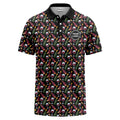 Custom Wine Bottle & Glass Pattern Polo Shirt – Personalized Logo Winery, Bar & Restaurant Uniform