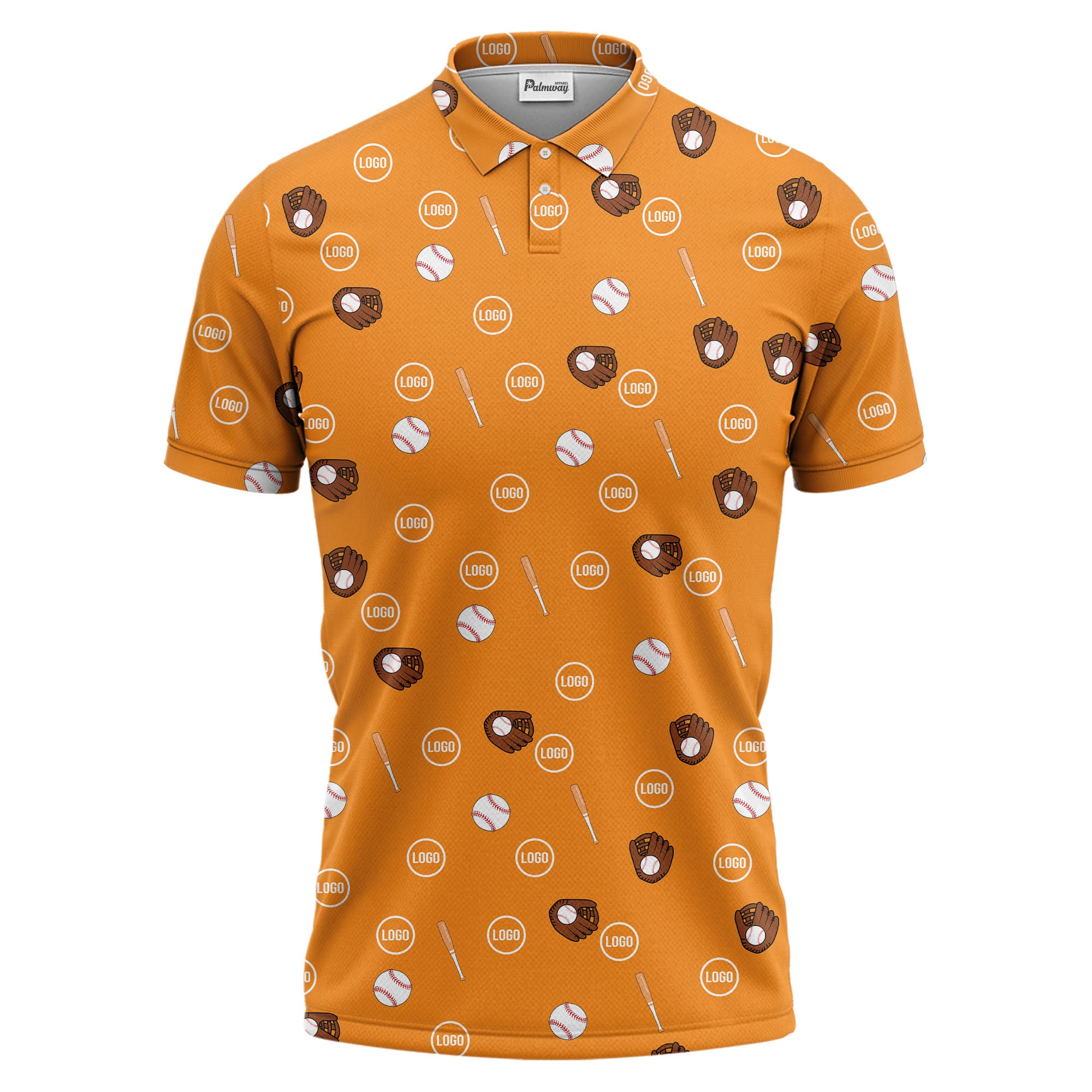 Black Baseball Icons Repeating Illustrated Polo Shirt For Sporty Fans