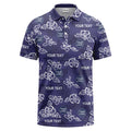 Men’s Custom Navy Floral Polo Shirt – Personalized Logo and Text Apparel
