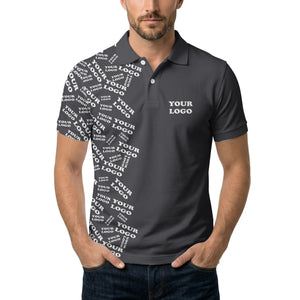 professional corporate logo typography repeating pattern polo shirt