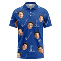 Custom Face Golf Polo Shirt – Royal Blue Personalized Photo & Golf Pattern Polo