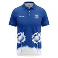 Custom Golf Polo Shirt – Royal Blue & White Golf Ball Splash Personalized Logo Polo