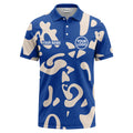 Custom Abstract Polo Shirt – Royal Blue & Cream Artistic Pattern Personalized Logo Polo