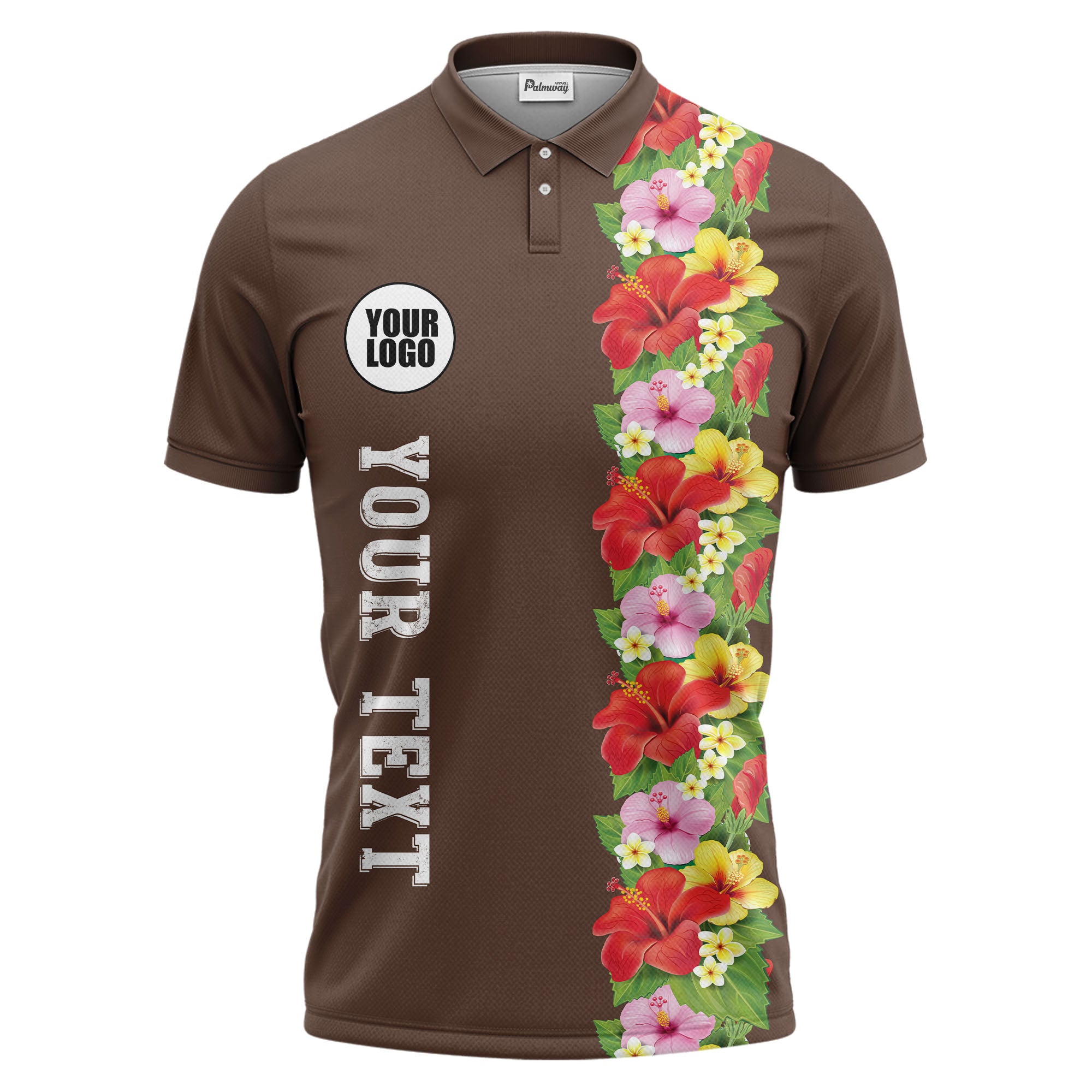 Tropical Floral Fiesta Red Pink Yellow Green Leaves Illustrated Summer Polo Shirt For Men