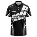 Men’s Custom Black & White Team Polo Shirt – Personalized Name and Logo Uniform