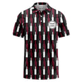 Custom Color Wine Bottle Pattern Polo Shirt – Personalized Logo Winery, Bar & Restaurant Uniform