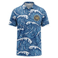 Men’s Blue Ocean Wave Polo Shirt – Custom Logo Tropical Golf Shirt