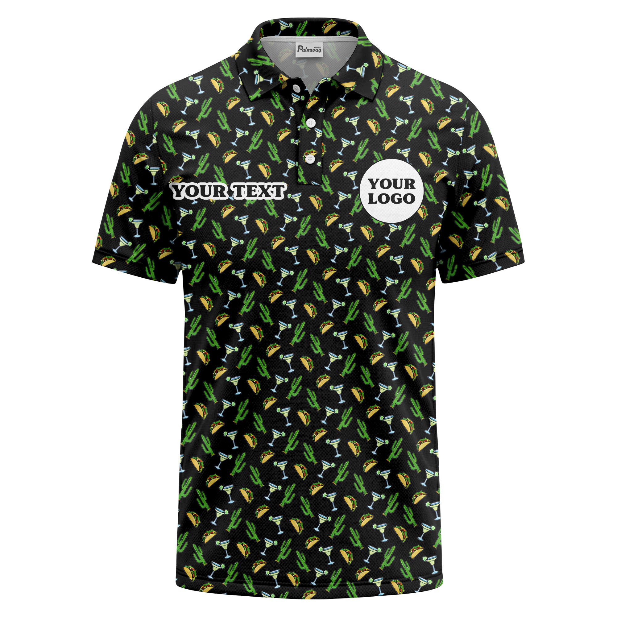 Custom Name & Logo Polo Shirt Team and Business Uniform Multicolor Abstract Pattern