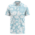 Custom Floral Polo Shirt – Black & White Rose Pattern Personalized Logo Polo