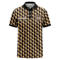 Men’s Brown Black 3D Geometric Custom Logo Polo Shirt