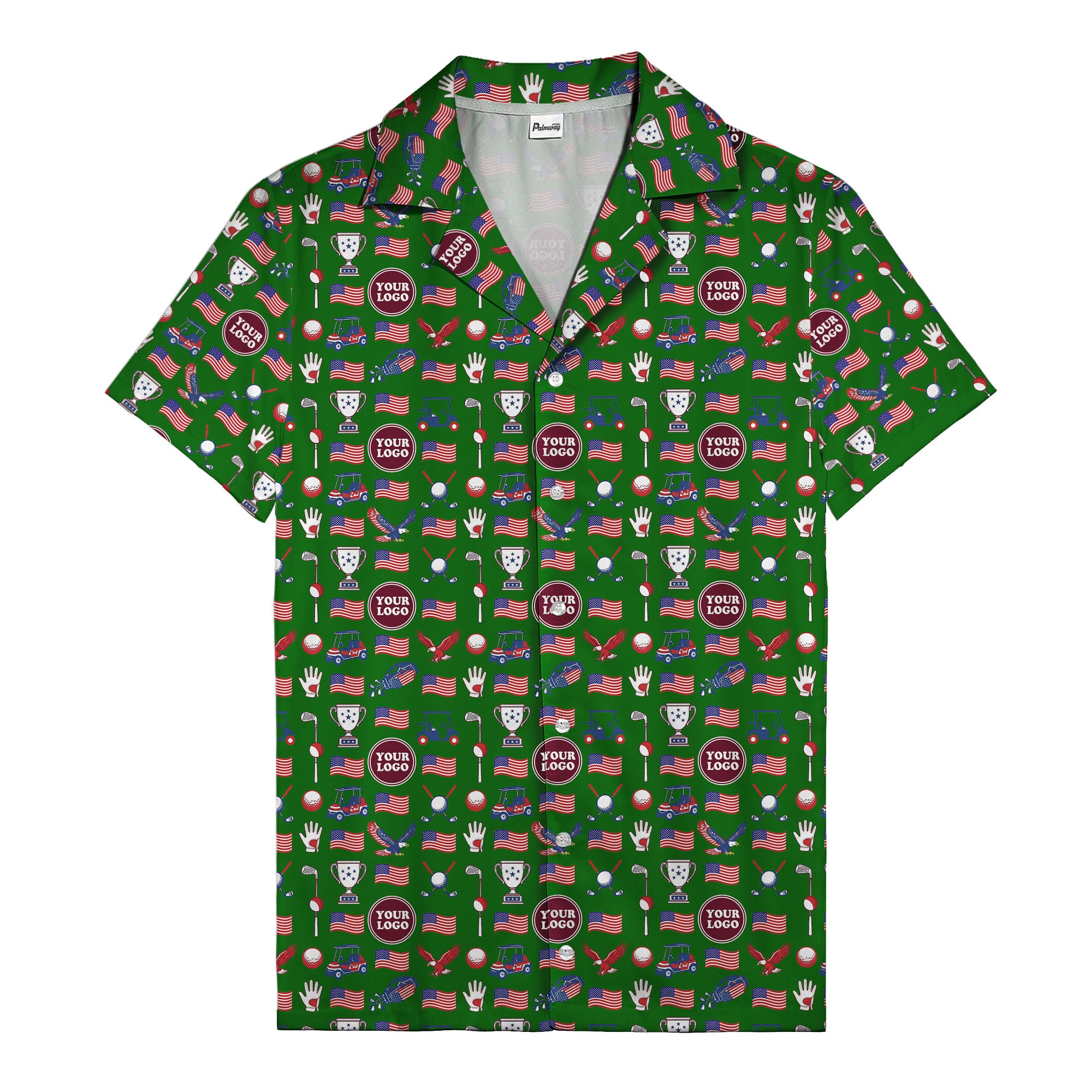american flag eagle golf cart trophy hawaiian shirt for men
