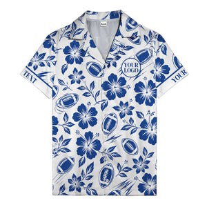 black hibiscus flowers & football silhouettes hawaiian shirt for men