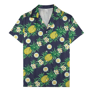 black pineapple & plumeria photographic all over hawaiian shirt