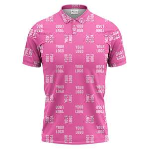 black repeat custom logo text pattern polo shirt for men