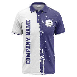 black white paint splatter custom logo corporate polo shirt
