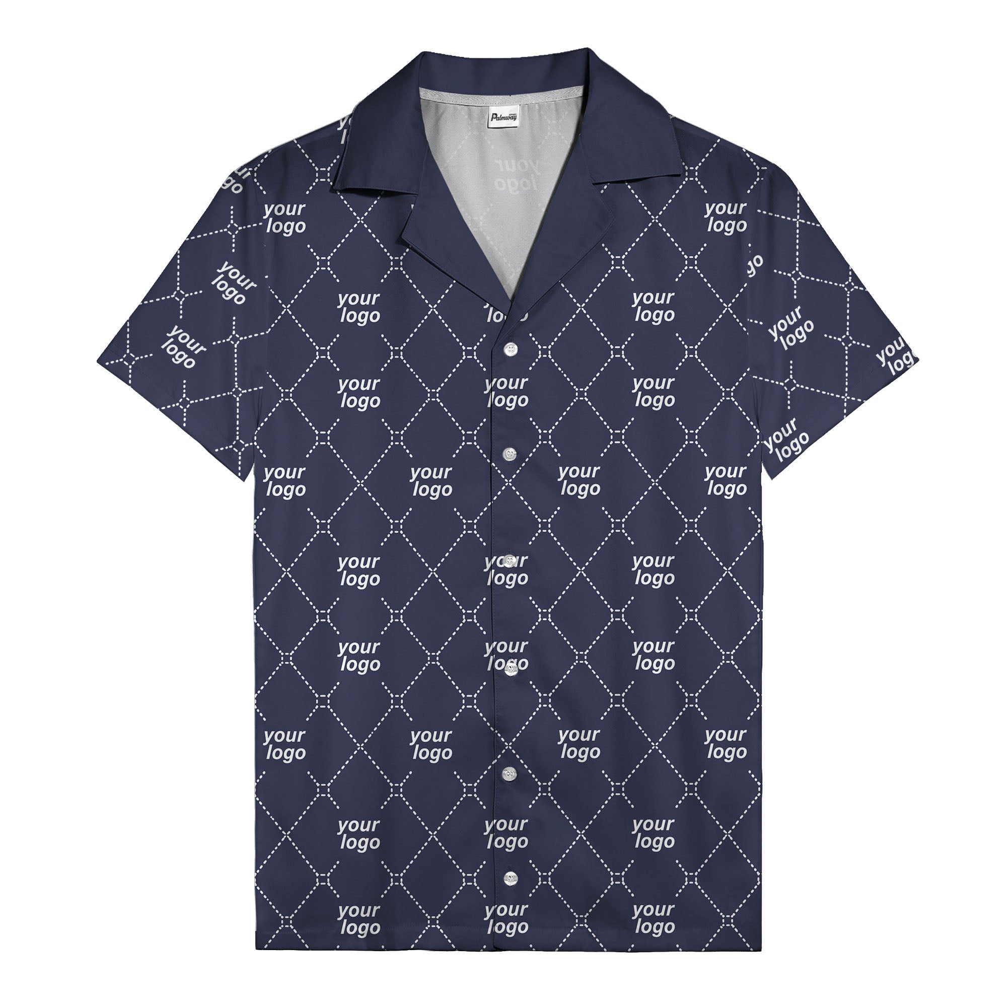 black & white quilted diamond custom logo hawaiian shirt