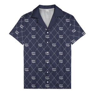 black & white quilted diamond custom logo hawaiian shirt