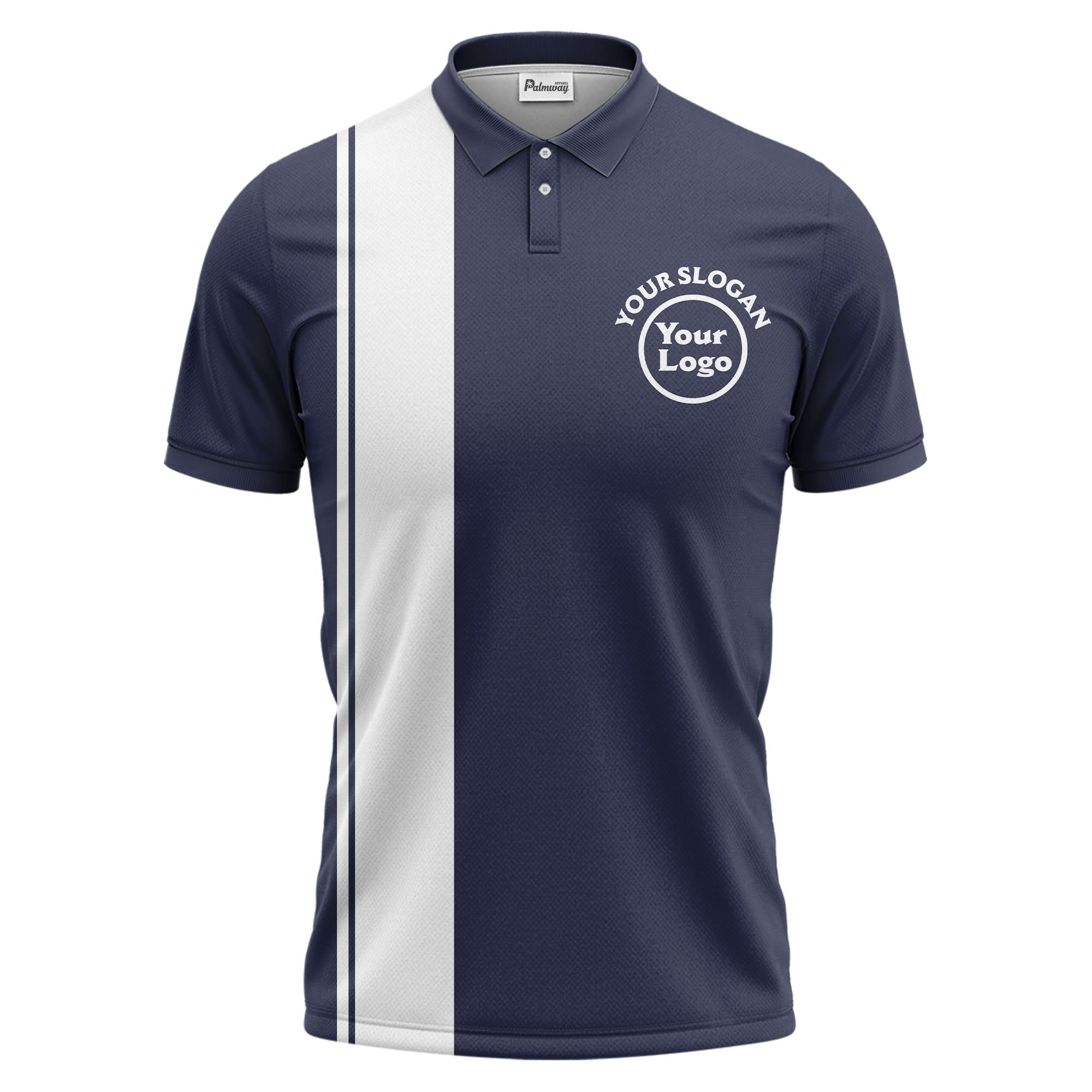bold black white vertical stripe custom logo golf country club polo shirt