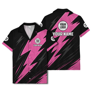 bold lightning bolt repeat pattern personalized hawaiian shirt for men
