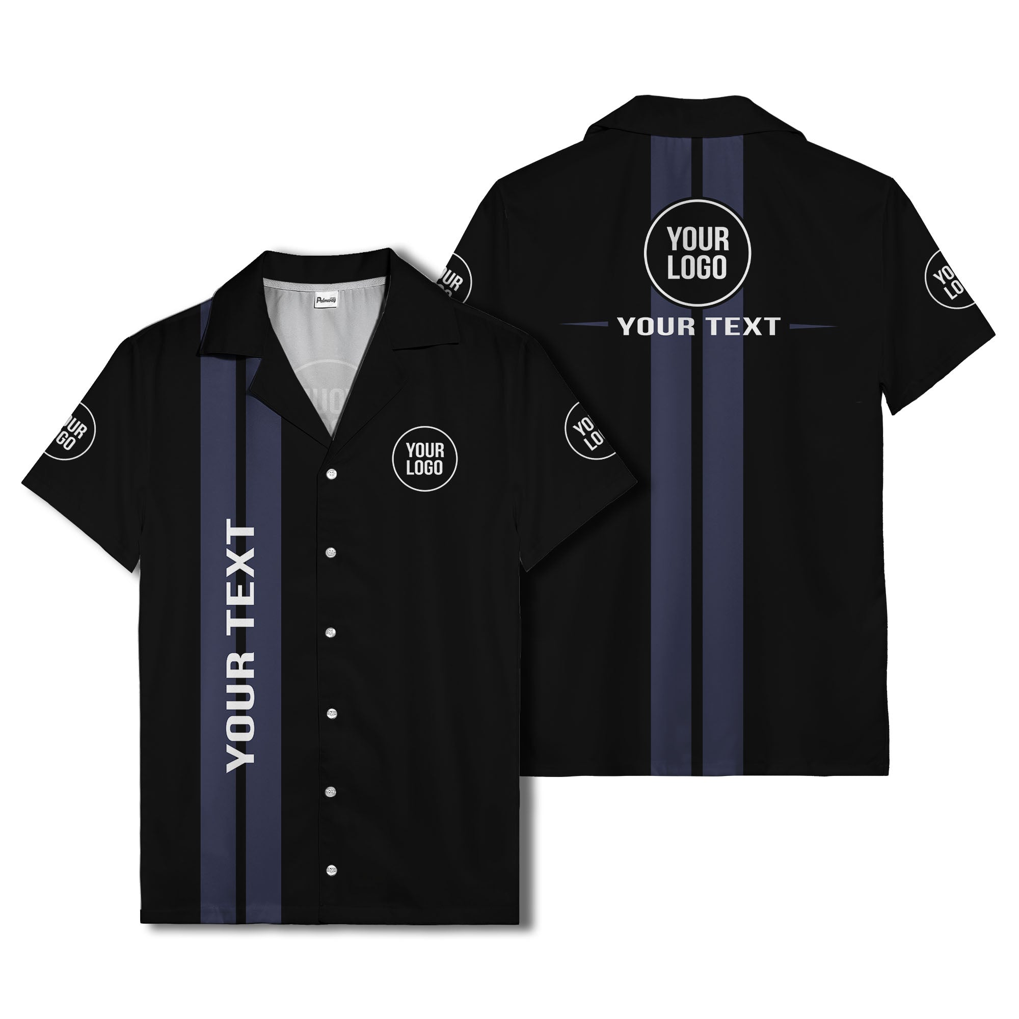 bold vertical stripe custom logo hawaiian shirt for men