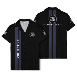 bold vertical stripe custom logo hawaiian shirt for men