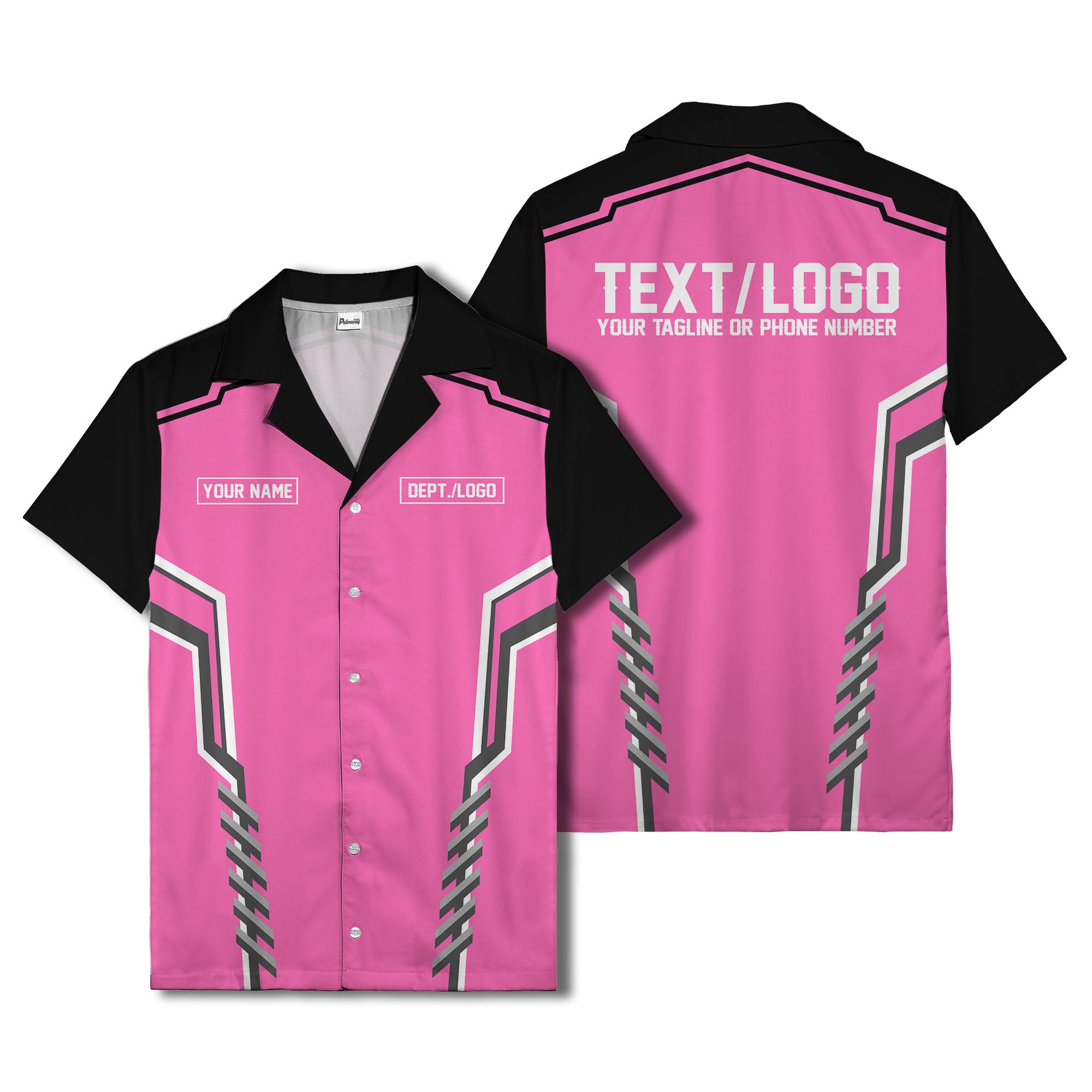 bowling team stripe name box hawaiian shirt for men