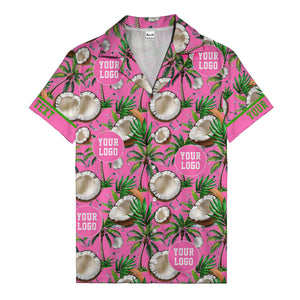 coconut palms & ice cubes on black beach photo hawaiian shirt for men