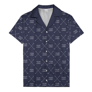 crossed golf clubs logo repeat pattern hawaiian shirt for men