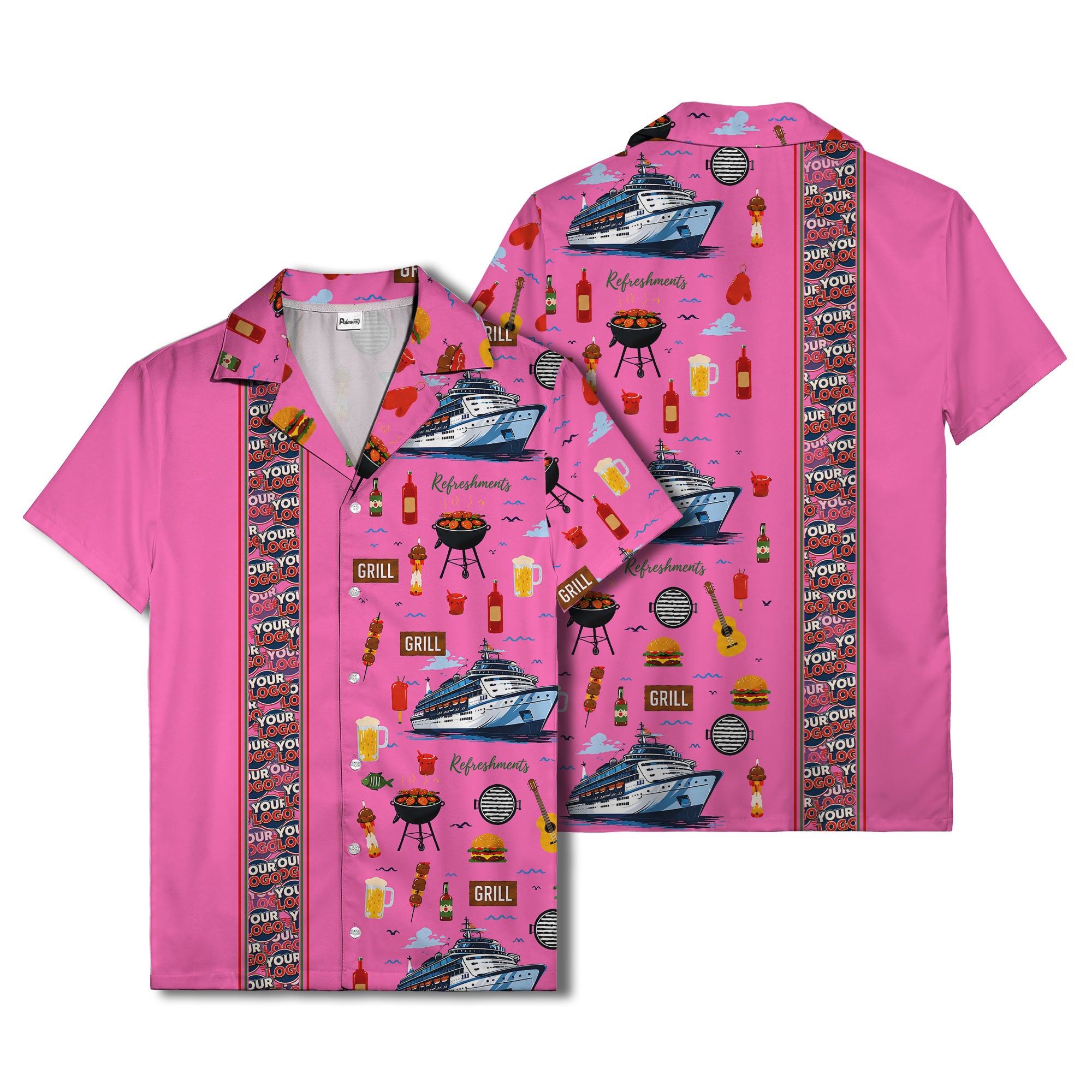 cruise ship grill & refreshments fun cartoon hawaiian shirt for men