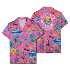 cruise ship palm trees starfish watercolor hawaiian shirt