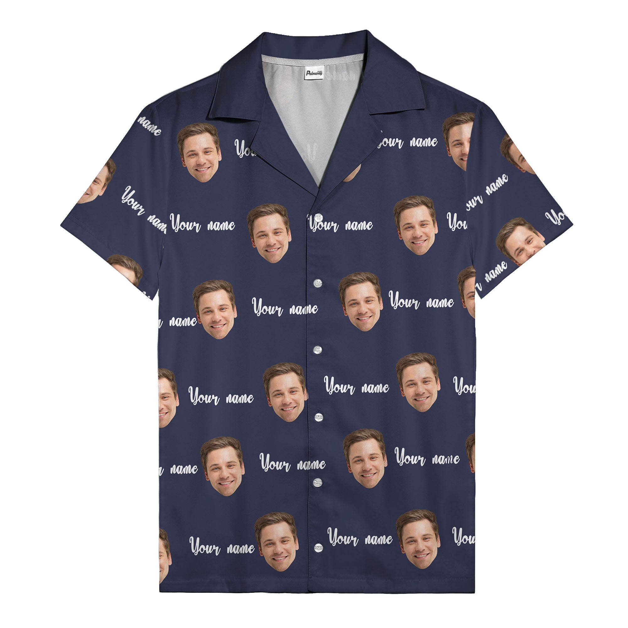 custom face portrait & personalized text repeat hawaiian shirt