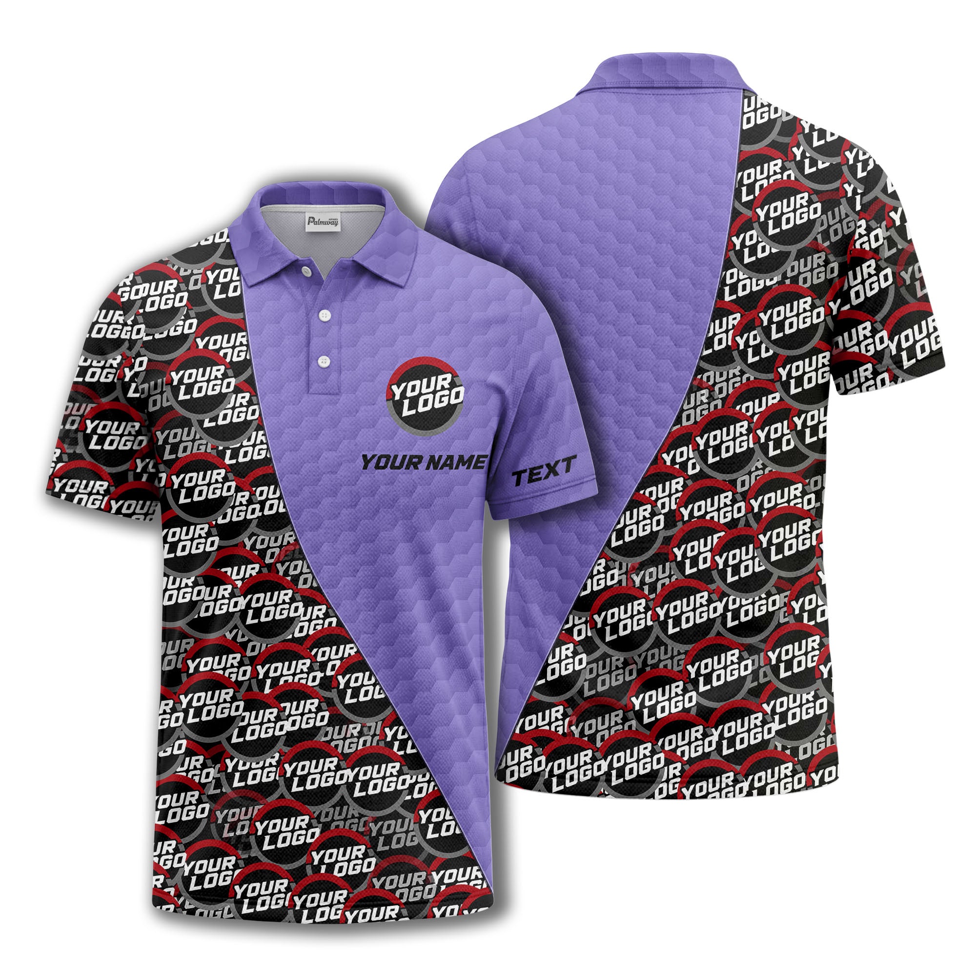 custom logo circles & hexagons grid polo shirt for men