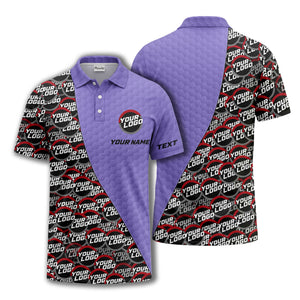 custom logo circles & hexagons grid polo shirt for men
