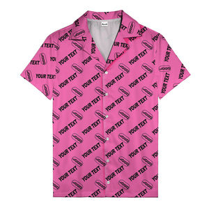 custom logo & editable text repeat pattern black hawaiian shirt