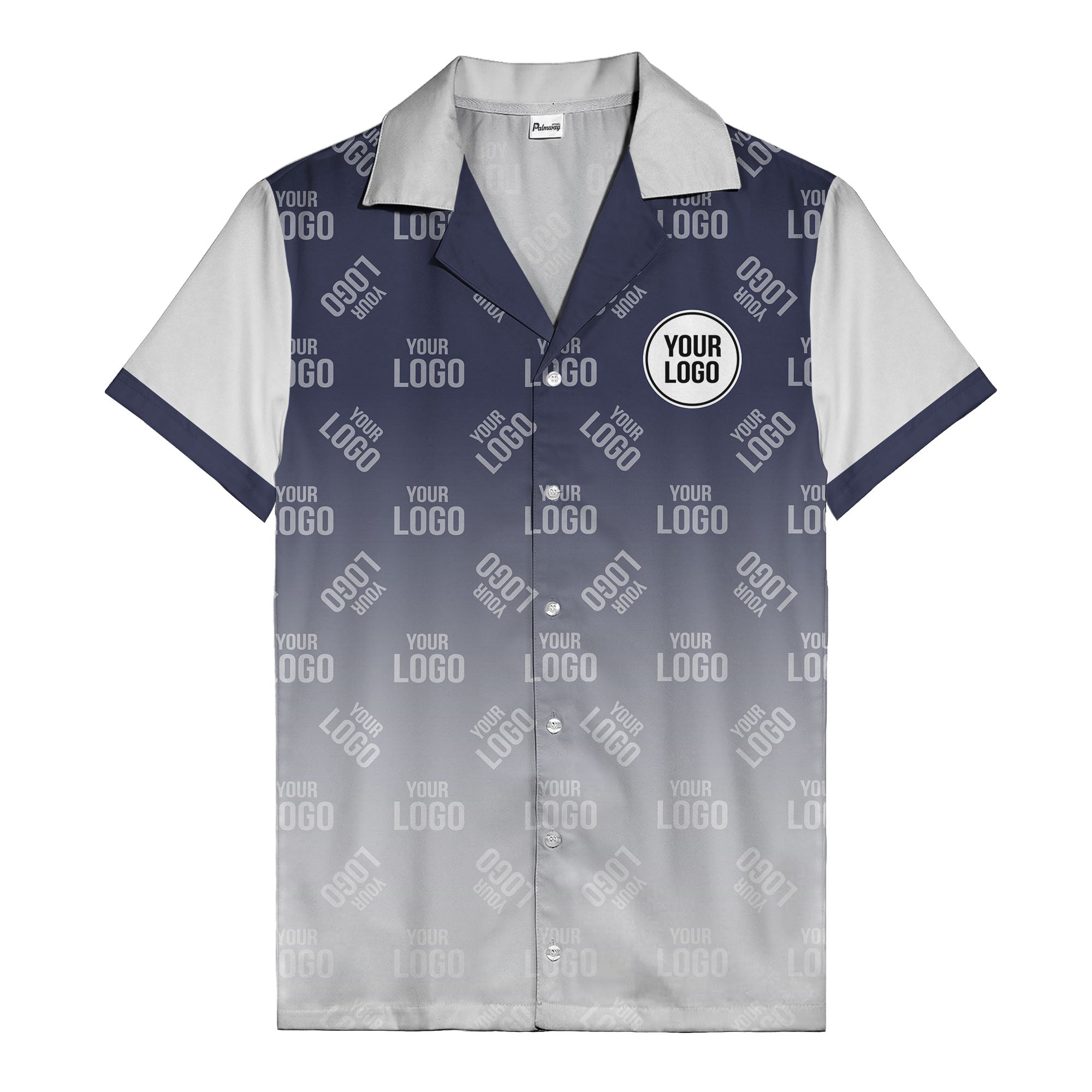 custom logo gradient fade black to white hawaiian shirt