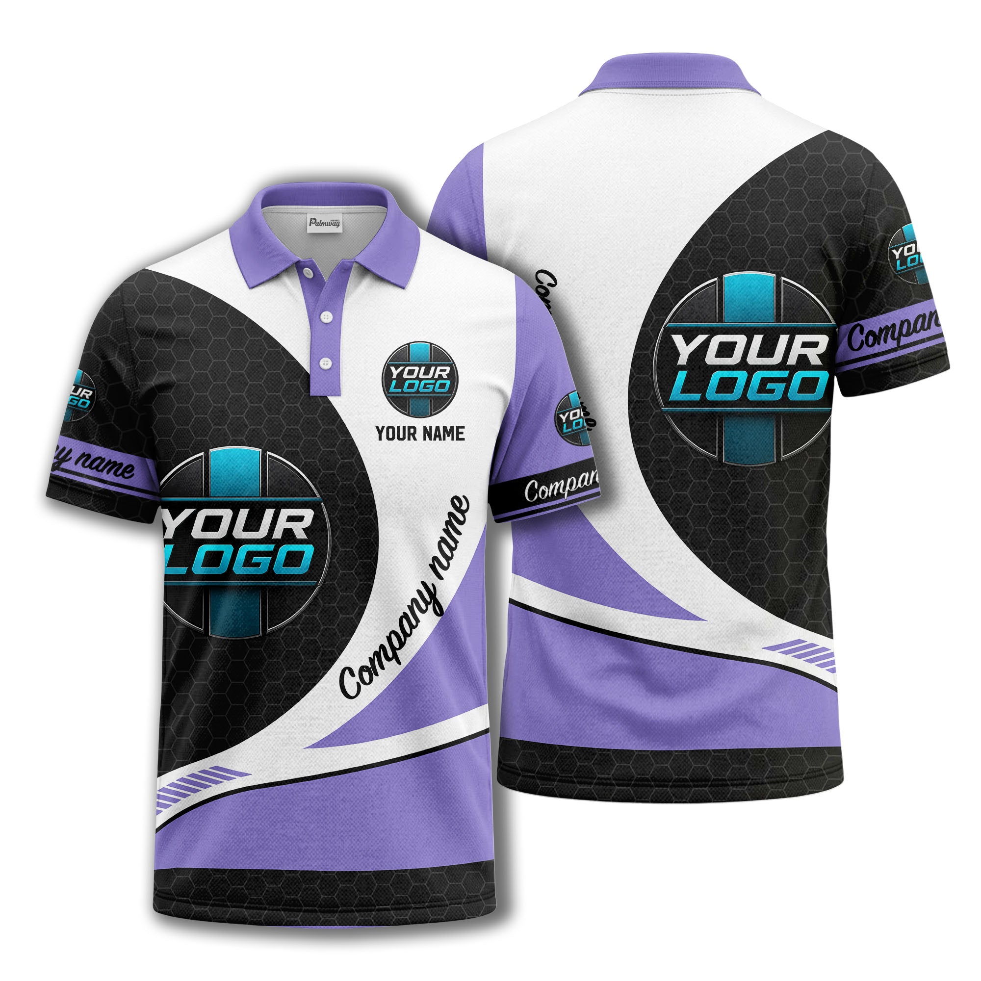 custom logo hexagon diagonal stripes polo shirt for men