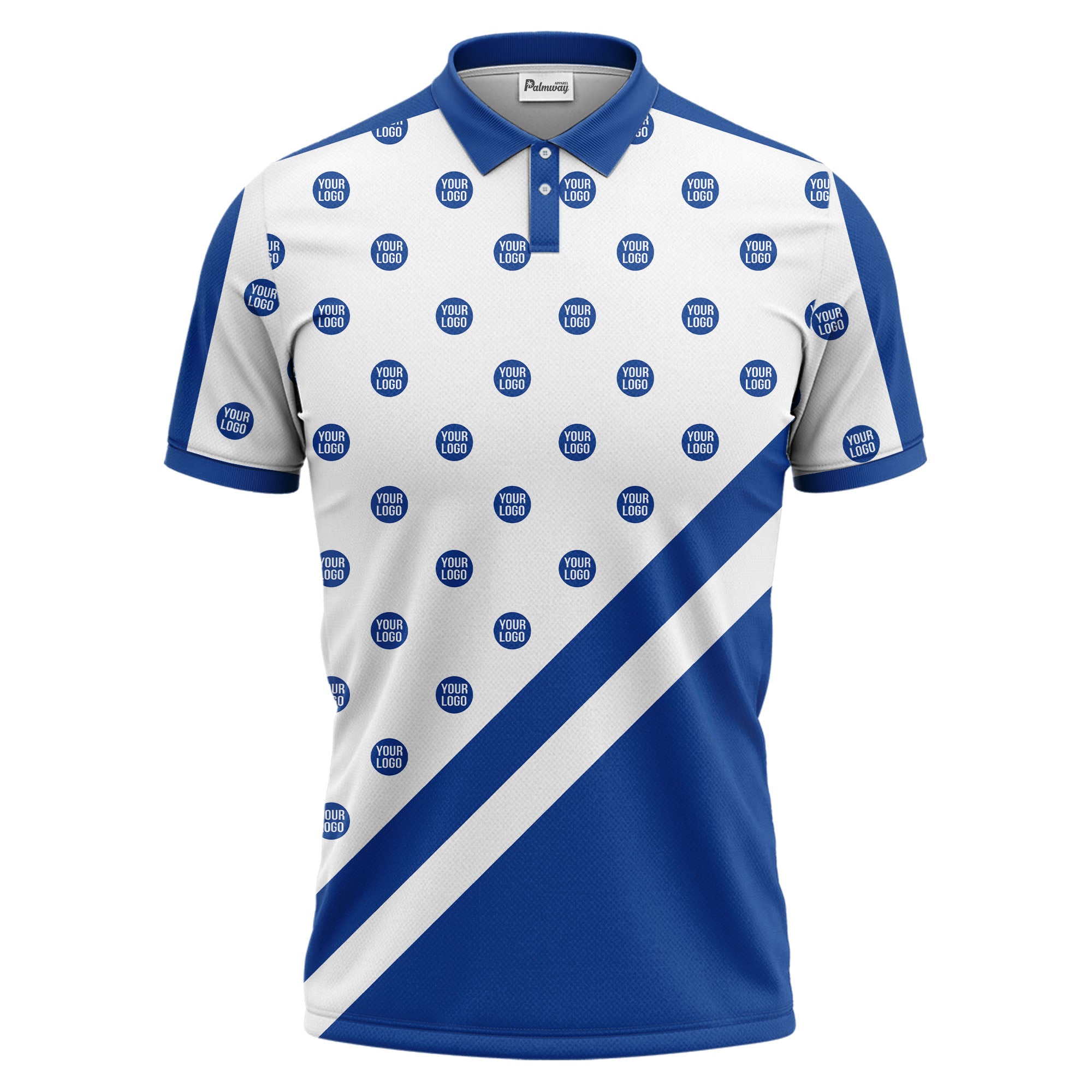 custom logo repeat diagonal stripe black & white polo shirt