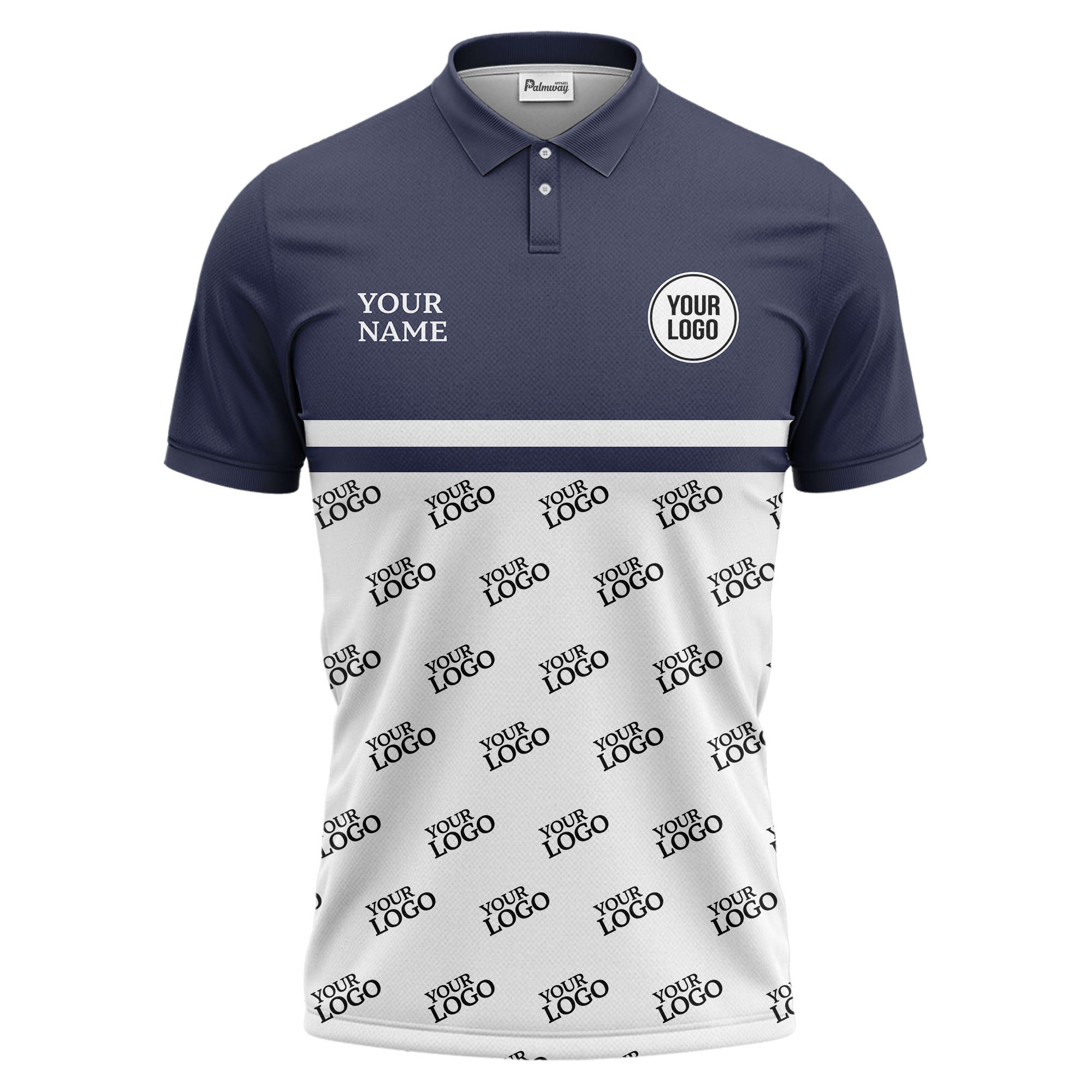 custom logos repeat monochrome black white corporate polo shirt
