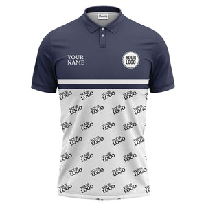 custom logos repeat monochrome black white corporate polo shirt