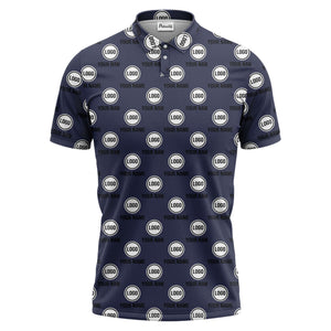 custom name & logo repeat circle pattern black polo shirt
