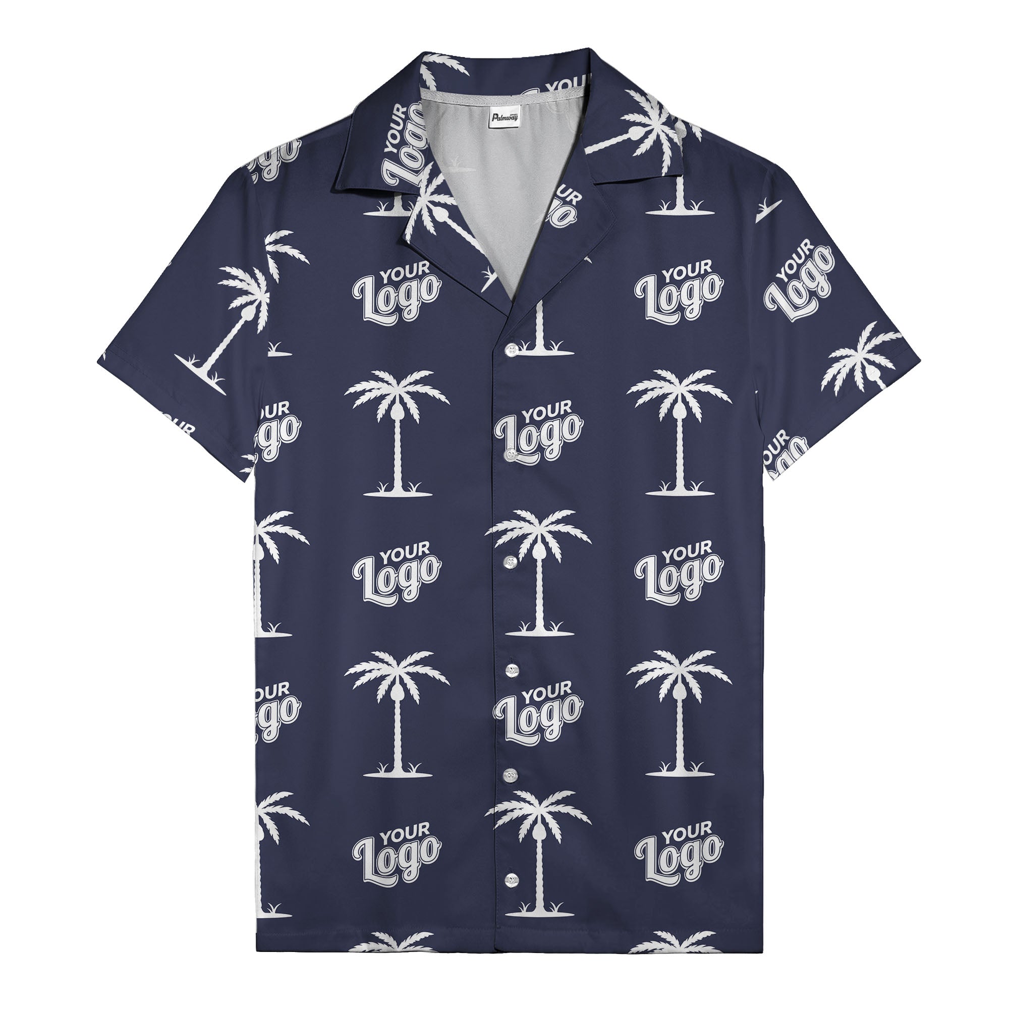 custom palm trees & your logo repeat black gold hawaiian shirt