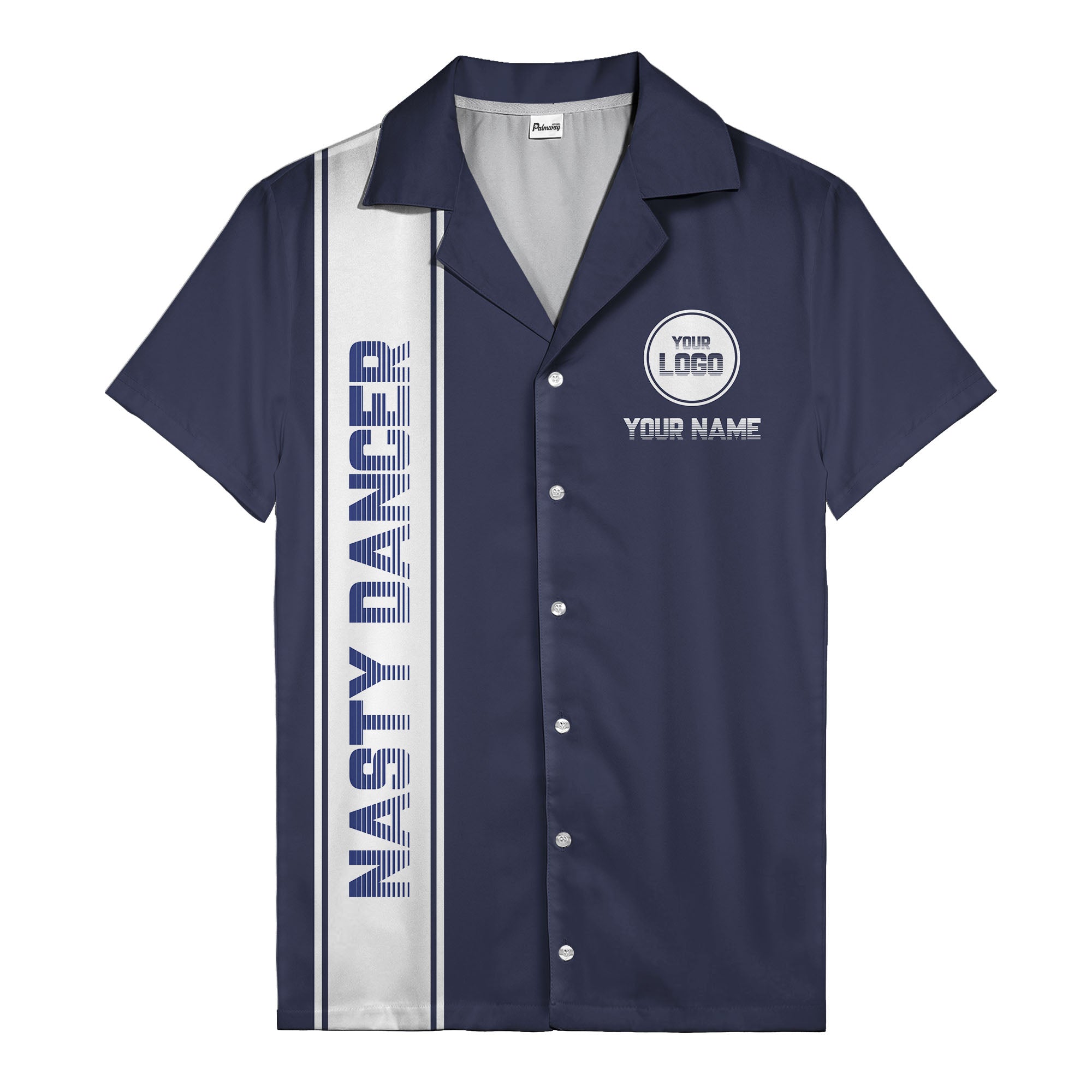 custom team logo striped black hawaiian shirt for spirit days