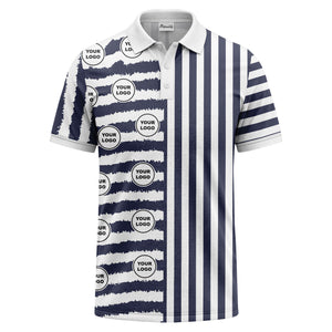 customizable black & white stripes with logo circles polo shirt