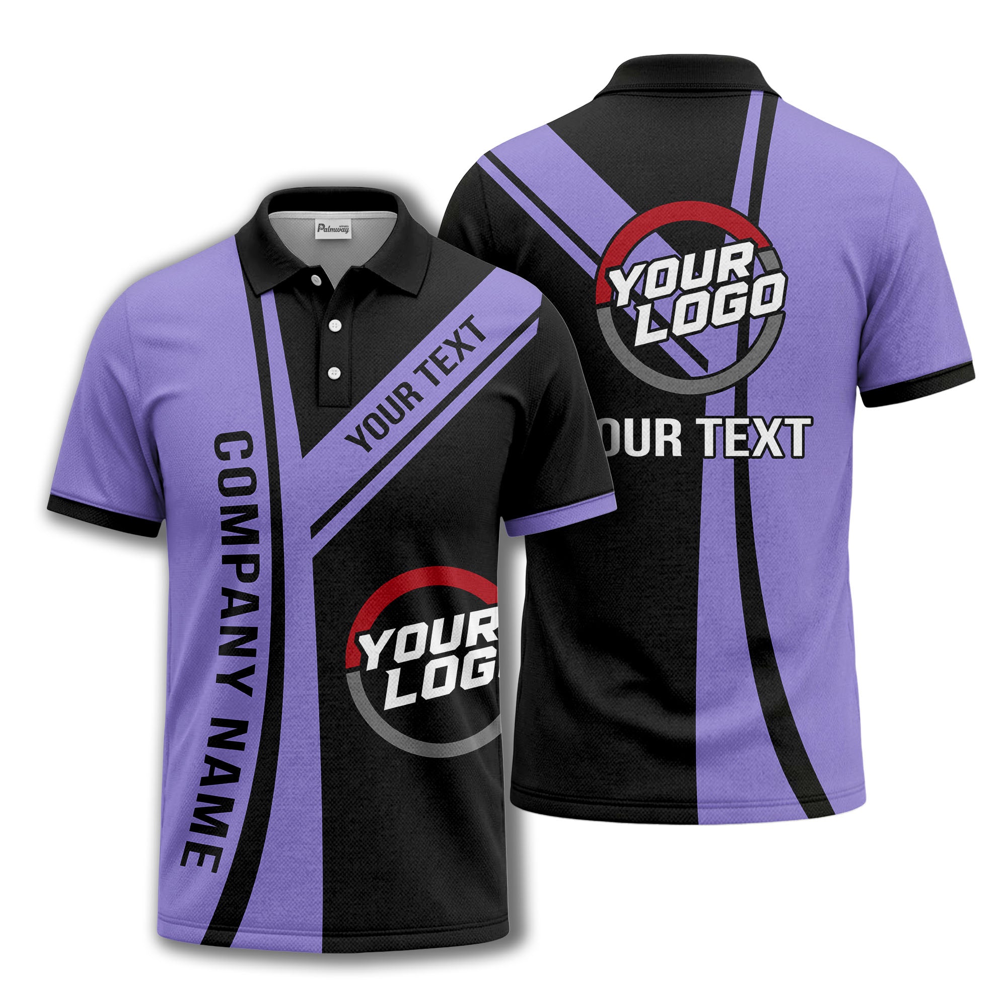 customizable company logo diagonal stripe polo shirt for corporate teams