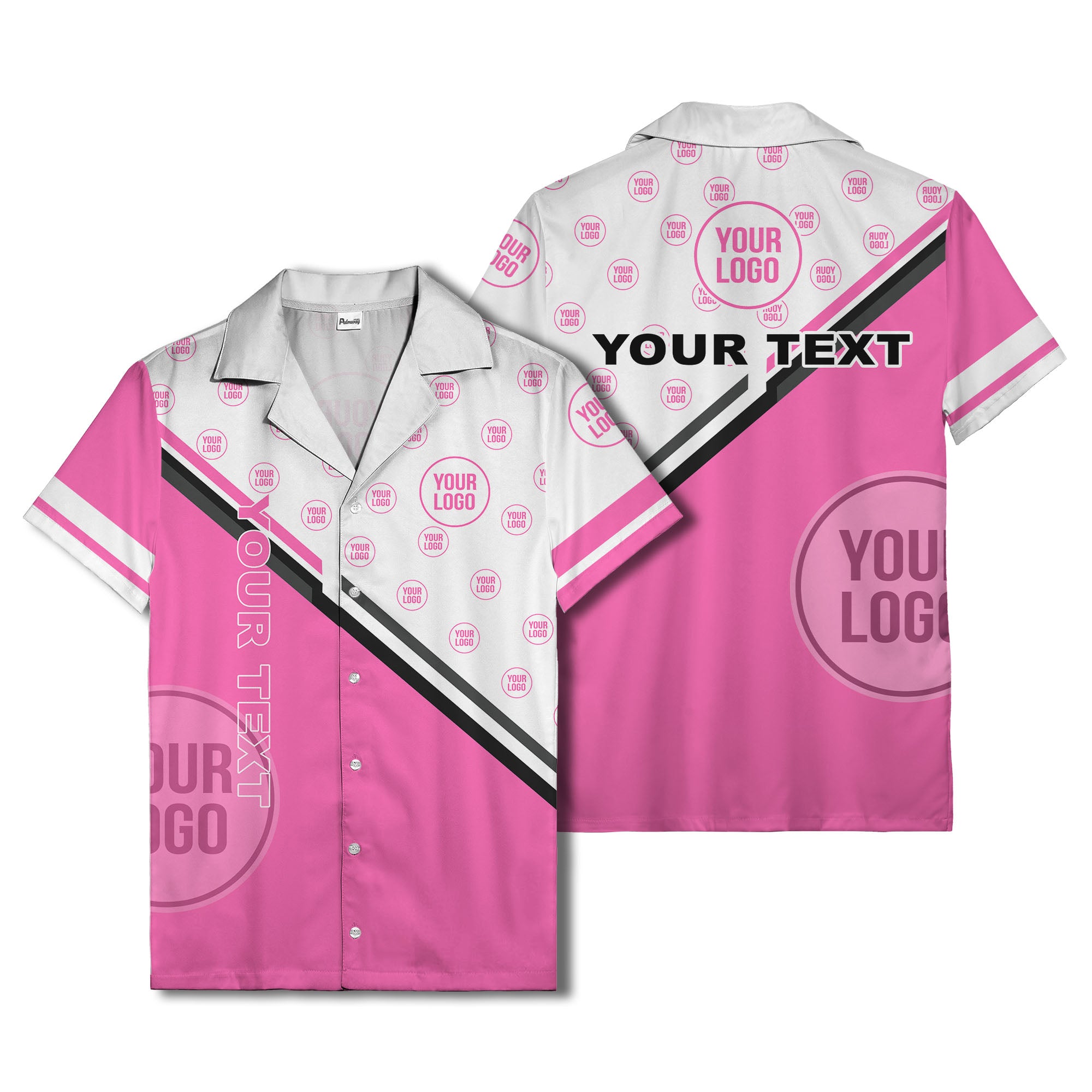 customizable diagonal stripe & logo repeating hawaiian shirt
