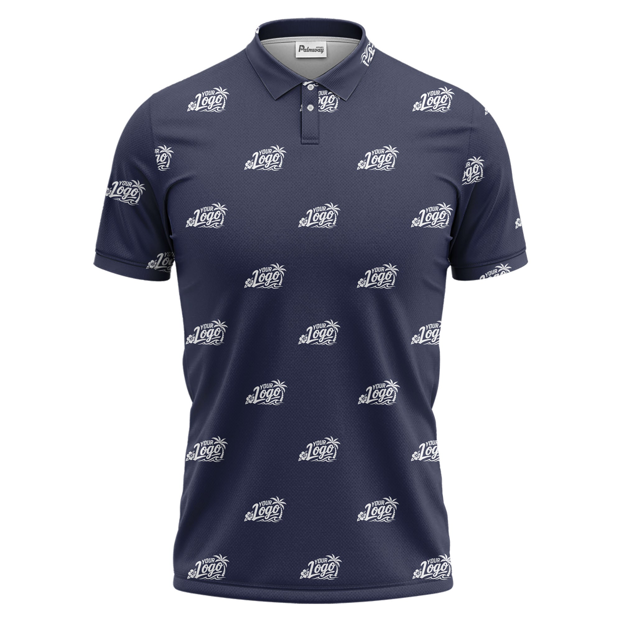 your logo repeat pattern black customizable professional polo shirt
