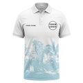 Custom Tropical Polo Shirt – White & Black Palm Tree Beach Pattern Personalized Logo Polo