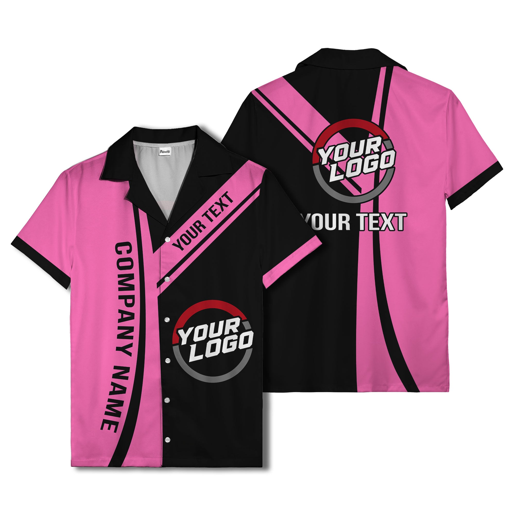 diagonal stripe custom logo company name hawaiian shirt for teams