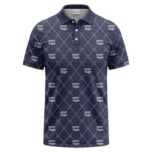 diamond grid logo repeat minimalist black polo shirt