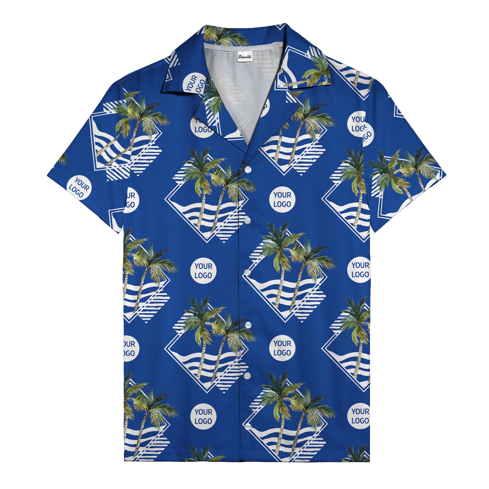 diamond waves & palm trees graphic hawaiian shirt for men